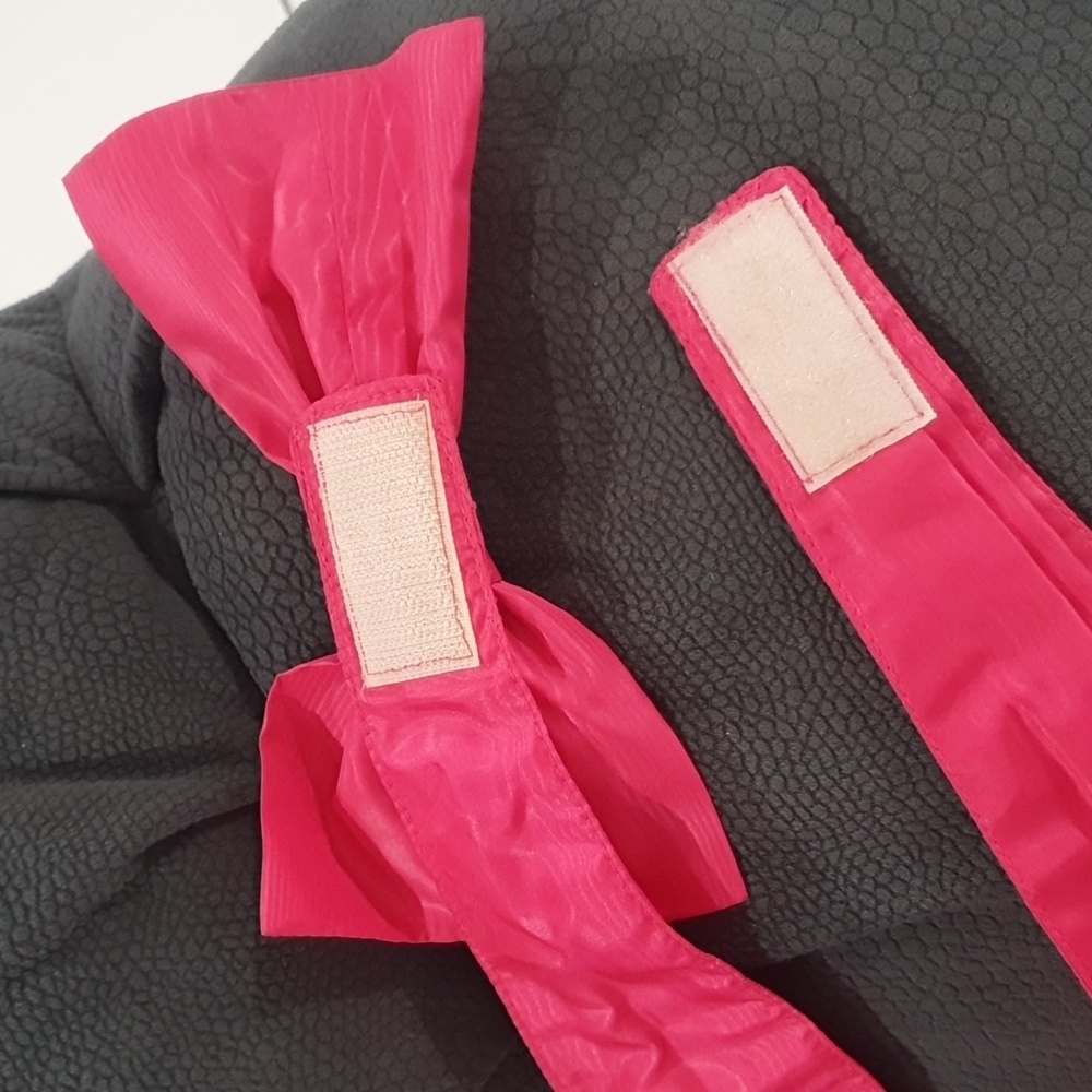 Vintage Cue Size 10 Strapless Barbie Hot Pink Strapless 80s Dress with Bow Belt - Picture 9 of 10